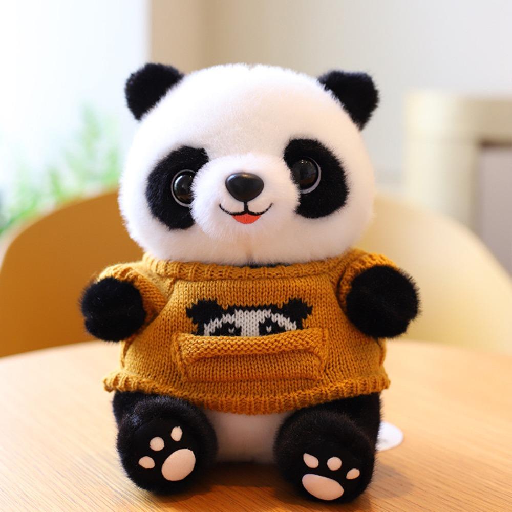 Cute sweater giant panda plush toy wholesale panda base Sichuan souvenir eight inch grab machine doll