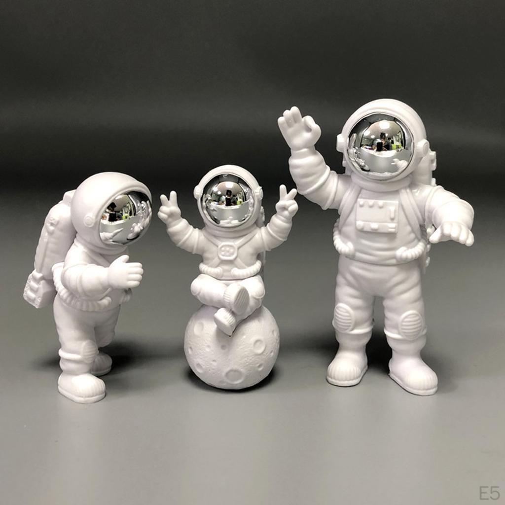 3pcs Astronaut Figurines Miniatures Character Spaceman Outer Space Shelf Collectible