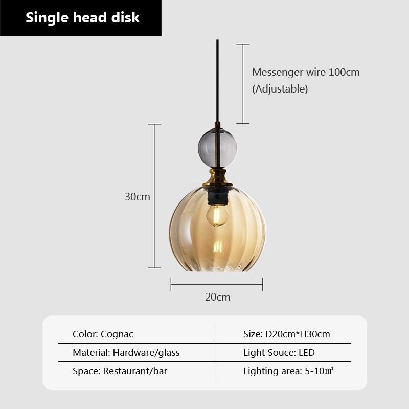 Nordic LED Glass Pendant Light 1/3 Head Colorful Candy Bedroom Children's Room Hanging Fixtures For Dining Room Home Decor Lamps