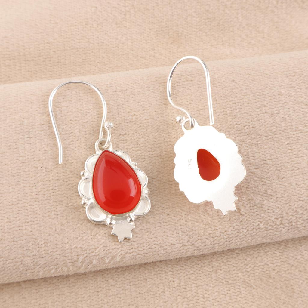 Carnelian Earrings Gemstone 925 Solid Sterling Silver Earrings, Handmade Jewelry, Birthday And Anniversary Gift For Her