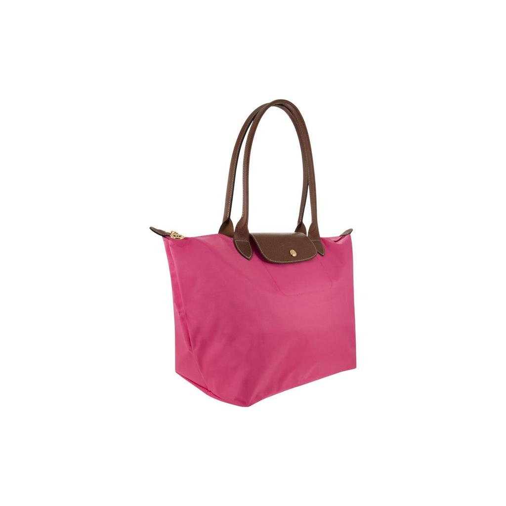 Longchamp Le Pliage Original 31 Bottoni Chiusura a Zip Manico Lungo Tela con Rifiniture in Pelle Borsa a Mano a Forma di Raviolo Grande Borse da Donna Rosa 1899089P73