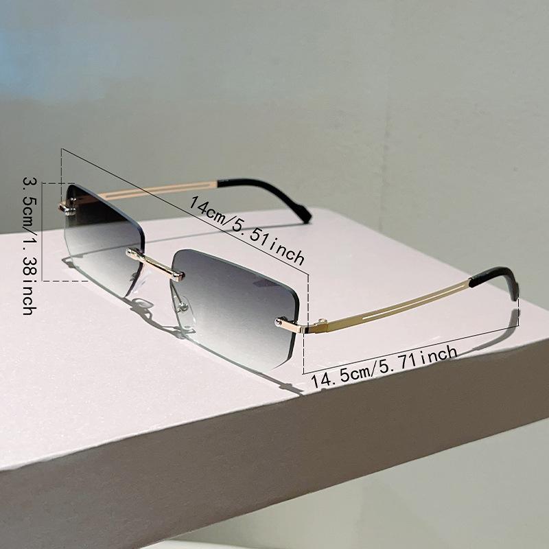 Vintage Rimless Square Sunglasses Women For Men Luxury Brand Designer Sun Glasses Punk Popular Diamond Cutting Eyeglasses