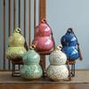 2 Floor Gourd Ceramic Tea Jar Creative Kiln Double Sealed Storage Box Living Room Decoration Ceramic Tea Set Gift Tea Container