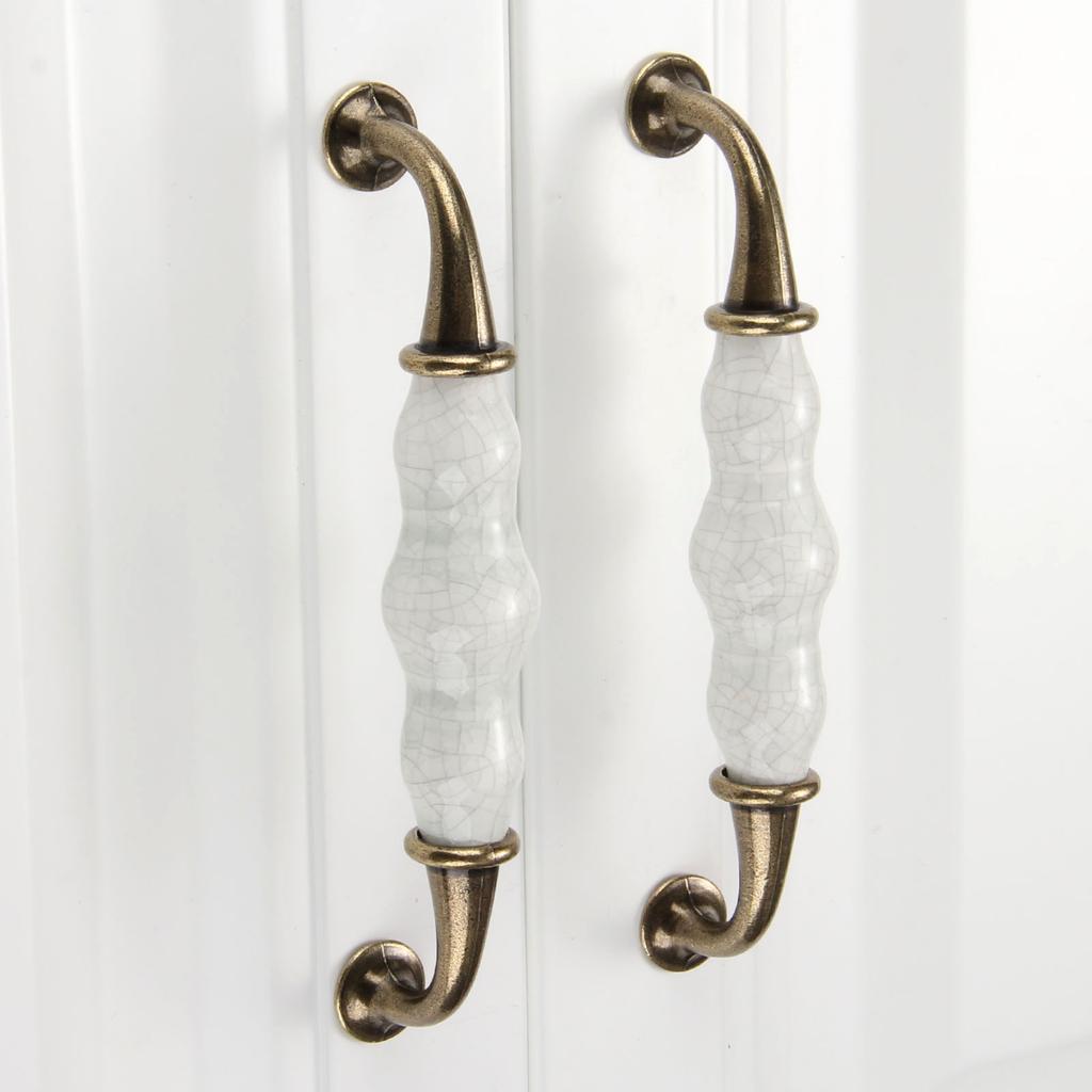 1Pc White Ceramic Door Furniture Handles with Screw European Antique Drawer Pulls Kitchen Cabinet Knobs and Handles Home Decor