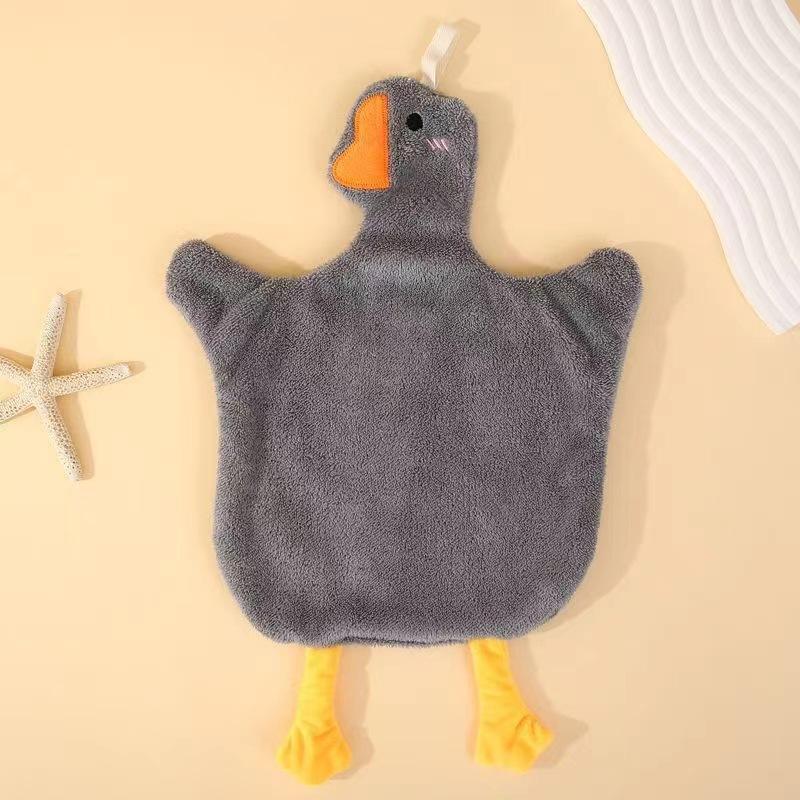 1Pc Cartoon Goose Hand Kerchief Hanging Hand Towel Water Absorbing Hand Towel Kitchen And Bathroom Supplies