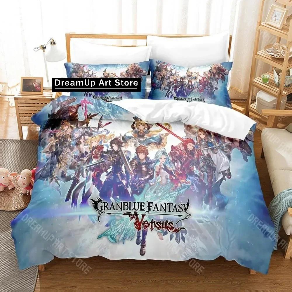 

3D Print Granblue Fantasy Bedding Set Single Twin Full Queen King Size Bed Set Aldult Kid Bedroom Duvetcover Sets 3D Print Anime EU Single 90x200cm