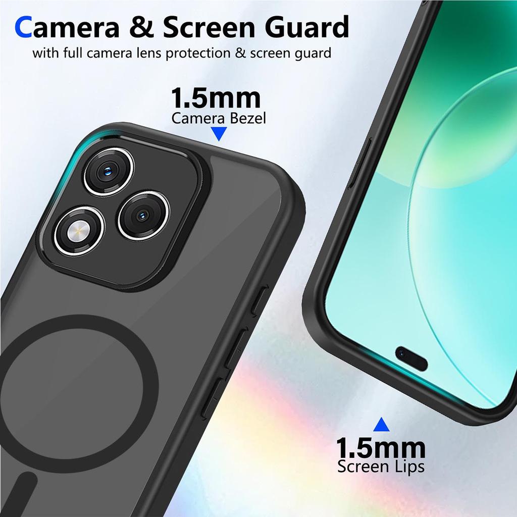 Husă inteligentă magnetică Huawei Honor 400 cu senzație de piele X9D X6C X8 - Husă protectoare neagră translucidă
