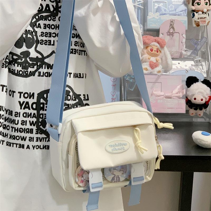 

Contrast Color Cute Little Fresh Pain Bag Girl Students Joker Light Transparent Slung Bag Shoulder Bag. .