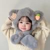 Thick Warm Kids Hooded Scarf Hat Neck Protection Winter Plush Integrated Hat  Snow
