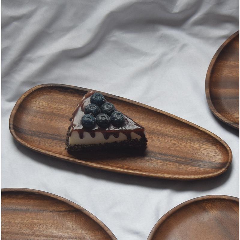 Ganze Holz Walnuss Holz Unregelmäßige Oval Obst Gerichte Massivholz Dessert Teller Untertasse Tee Tablett Geschirr Set