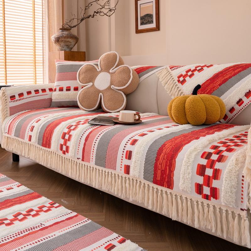 Böhmischer Ethnischer Stil Sofabezug Stoff Frisch Einzelstück Rutschfeste Sofamatte Ideal für Alle Jahreszeiten Plüschig Und Hautfreundlich 70x70cm