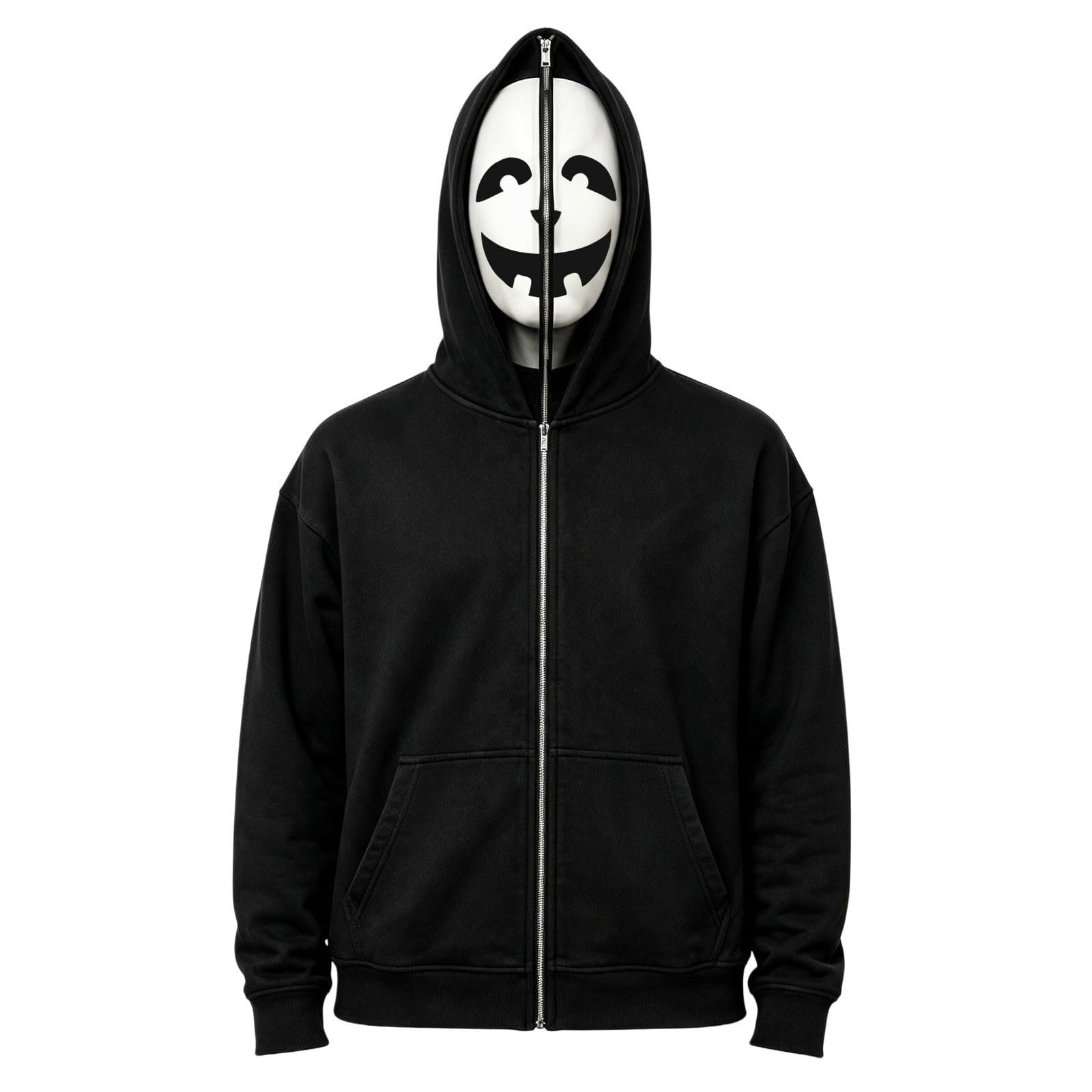 Kinder Halloween Freizeit Kapuzenpullover mit Reißverschluss und Aufdruck für Party und Alltag 130 black
