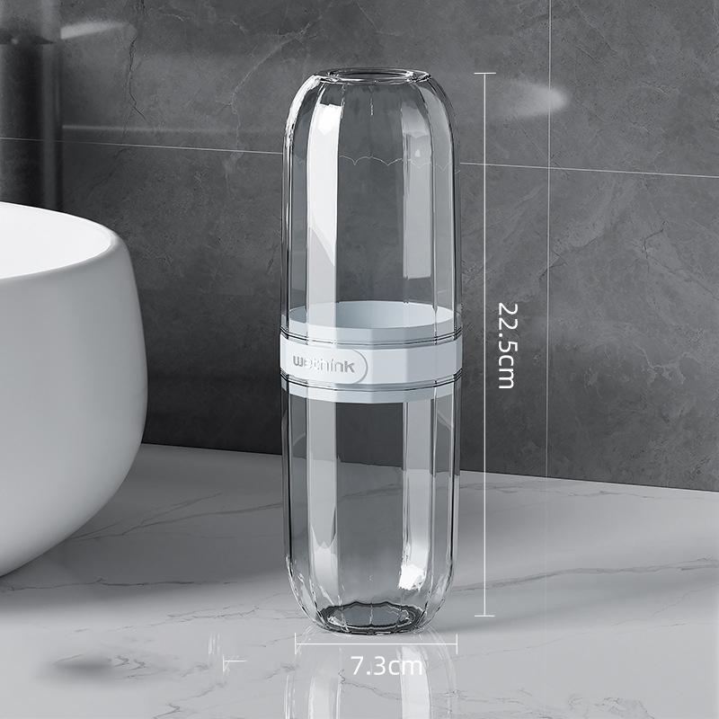 Klarer Reise-Zahnbürstenhalter mit Zahnpastafach, 2-in-1 faltbares Hygiene-Set für Badezimmer & tragbare Nutzung