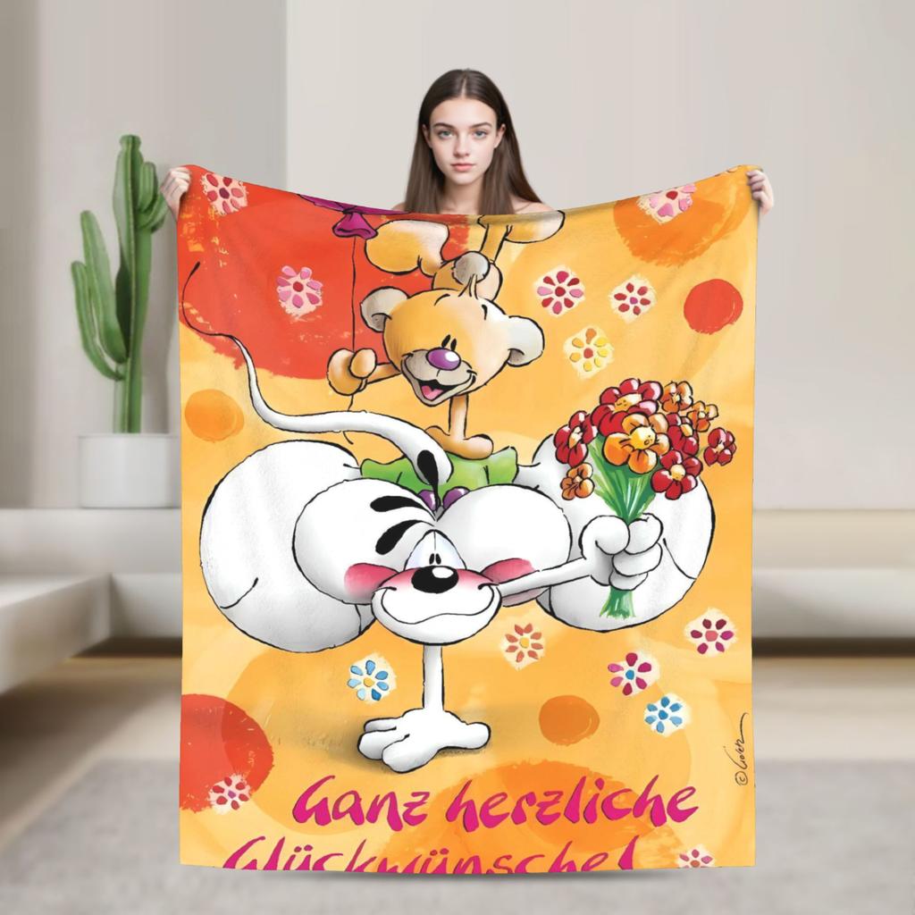 Diddl Cartoon Dog Plush Blanket Girls Boys Flannel Throw Blanket For Couch Chair Warm Custom DIY Quality Bedspread Gift