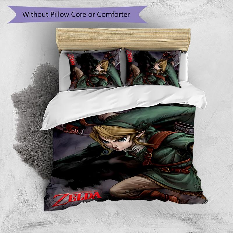 3pcs Cartoon Z-Zeldas pattern bedding set duvet cover set includes duvet cover &pillowcases, perfect all season bedroom decoration & gift