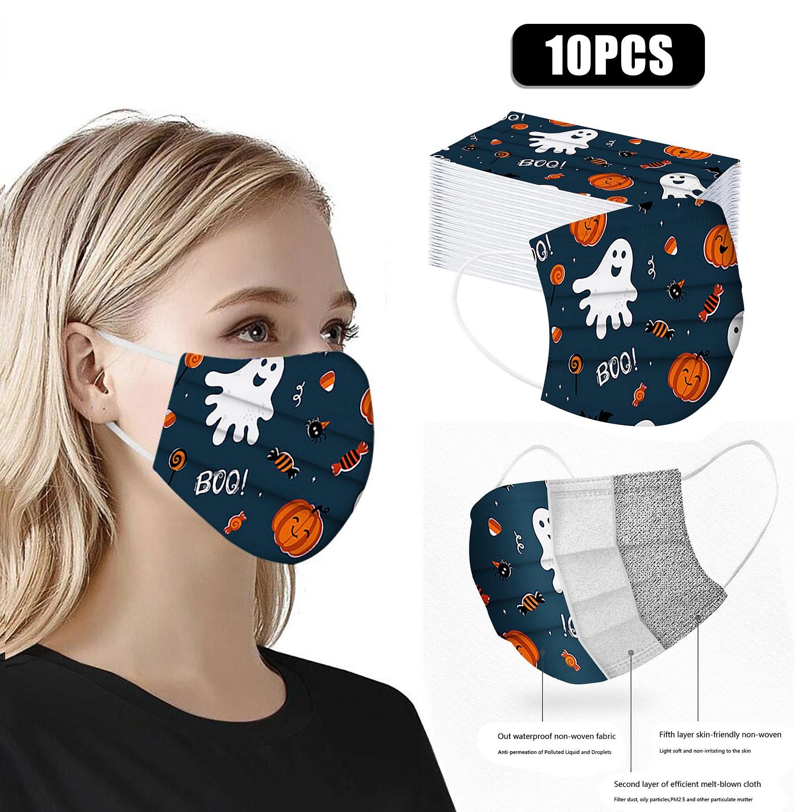 

Disposable Face Mask Industrial Adult Halloween Printed Disposable Masks 10pcs