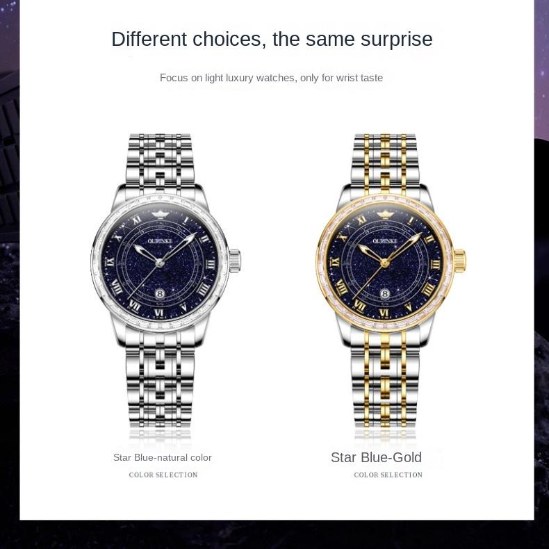 OUPINKE Brand Watches Fashion Diamond-set Women's Watch Glow-in-the-dark Waterproof Automatic Mechanical Watch Small Fresh Women's Watch