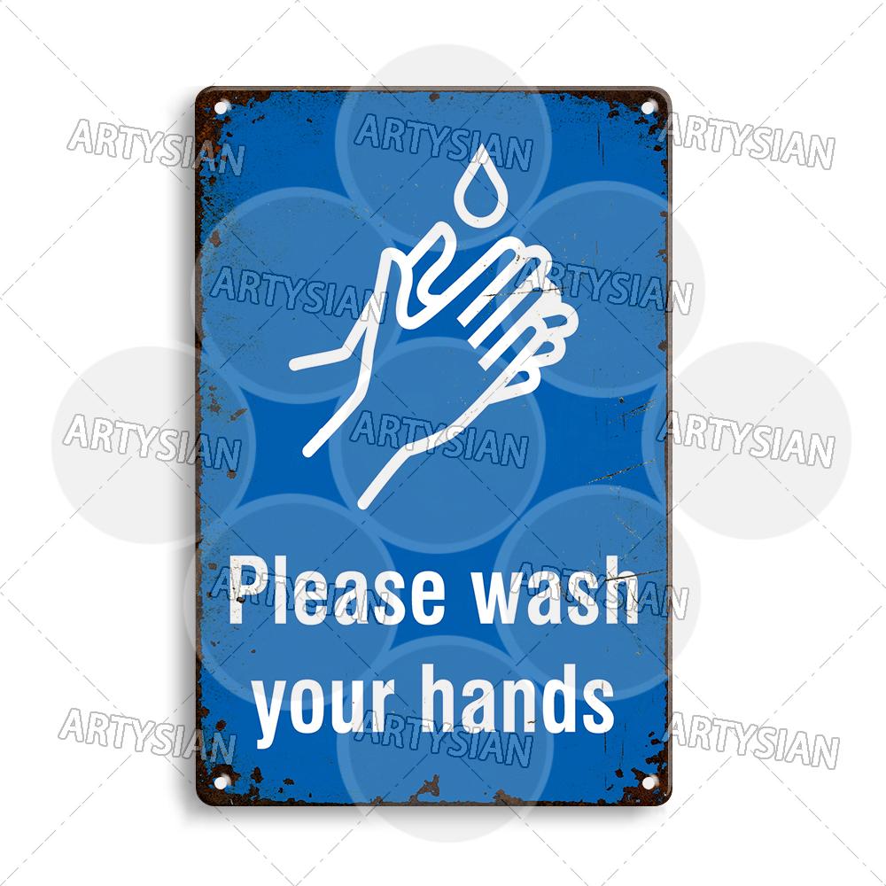 Hygiene Metal Sign No Shoes No Food Drink Restaurant Office School Public Space Plaque Wash Your Hand Sanitizer Keep Clean Sign
