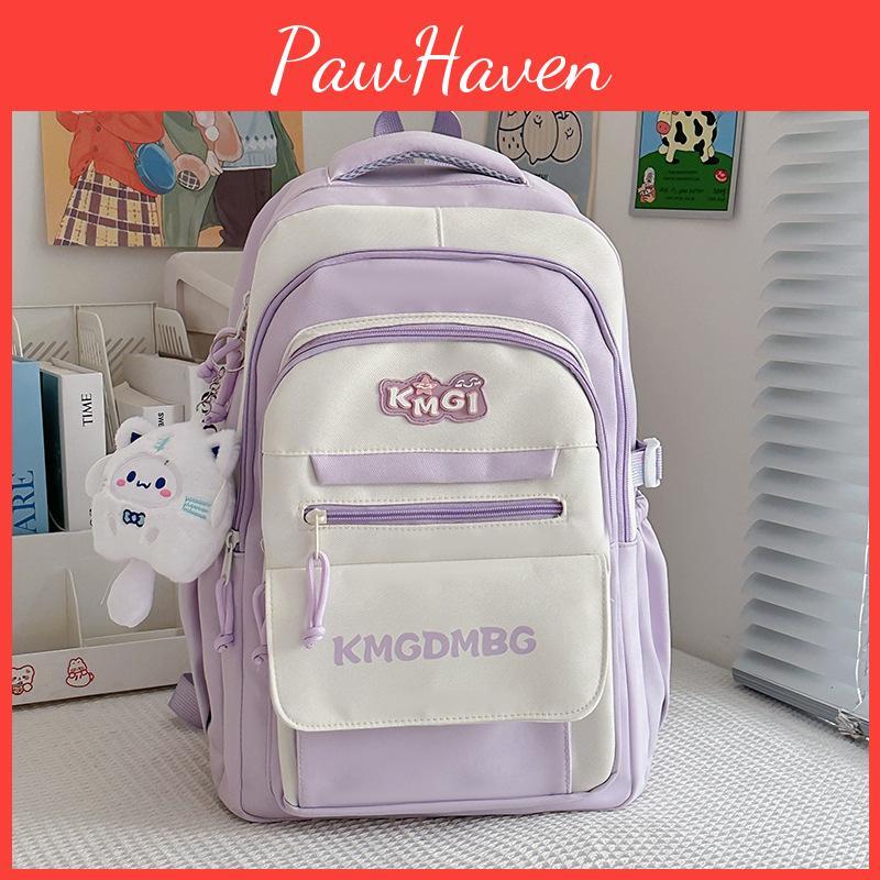 Letter Stylish Backpack With Color Blocking For Middle And High Students School