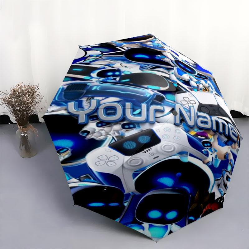 1 PC Automatic Folding Umbrella - ASTRO BOT Custom Name Pattern, Portable & Foldable Design with 8 Ribs, Christmas Birthday Gifts