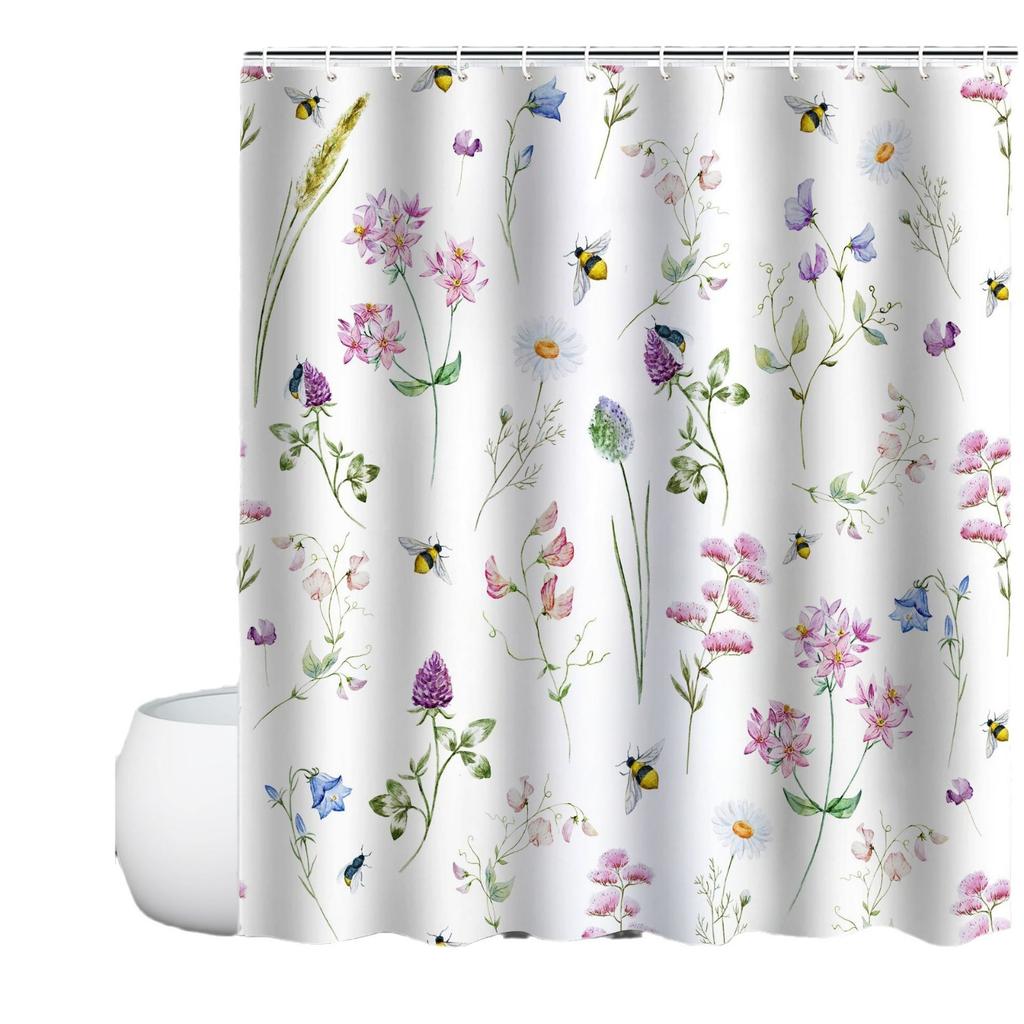 Shower Curtain Waterproof And Mildew-Proof 3D Digital Printing Plant Printing Shower Curtain Child Bathroom Partition Curtain