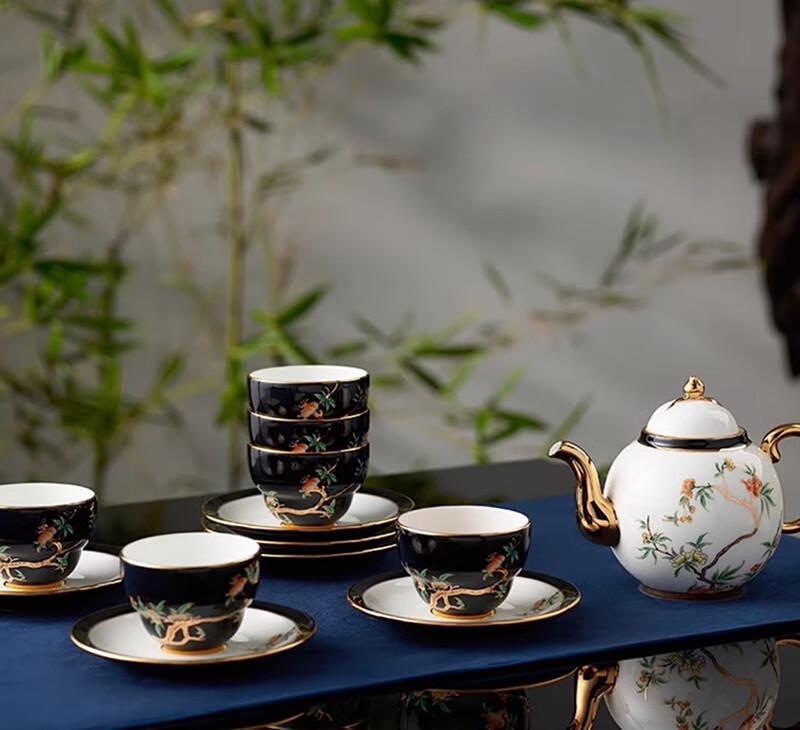 Ауратический мадам Фарфоровый гранатовый чайный сервиз из 14 предметов