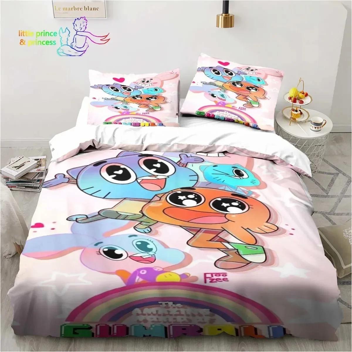 

Amazing World Gumball 3D Printed Комплект постільної білизни Single Twin Full Queen Size Bed Set Adult Kid Bedroom Spaling Set EU Double 200x200cm