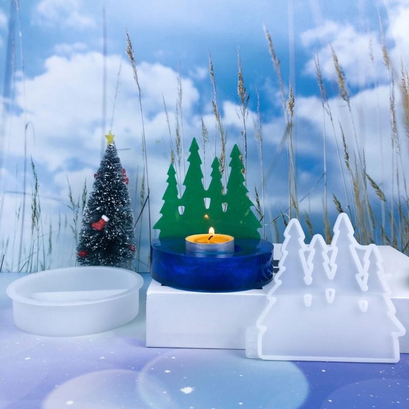 3D Kerzenständer Silikonform Kaninchen/Kiefernwälder Geformte Kerzenständerformen Gips Kerzenhalterform Heimdekorationen