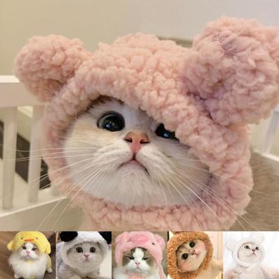 Cute Cat Cap Woven Panda Bear Headdress Costume Accessories Puppy Cosplay Crossdressing Hat Pet