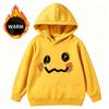 Felpa Calda con Fodera in Pile per Bambini Felpa Blu Casual Larga con Grafica Carina Doodle Faccina Sorridente per Ragazzi Ragazze