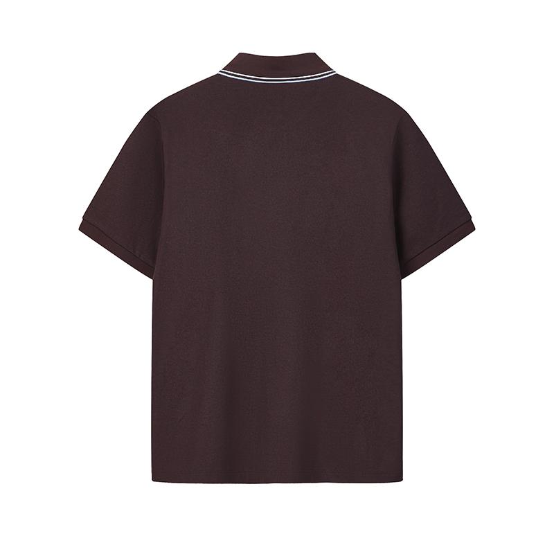 Fila F.C. Fashion Classic Minimalist Retro Casual Comfortable Versatile Cool Feeling Knitted Short Sleeve Polo Shirt Men Tops Dark-Brown F11M621102FDR