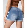 Women Summer Denim Shorts High Waist Ripped Hole Stretch Jeans Short Pants Ladies Casual Shorts