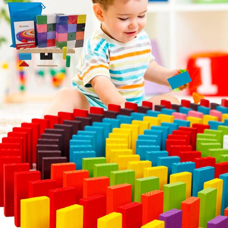 Colorful Dominoes Educational Toy For Boys Wood Material Brain Teaser Early Learning Intellectual Development 120 Pieces