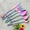 24Pcs Knife Fork Ice Spoon Dinnerware Set Colorful Stainless Steel Cutlery Set Vintage Hollow Tableware Wedding Party Silverware