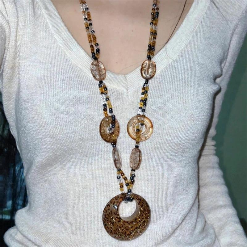 New Chinese Zen bronze feather necklace retro bohemian ethnic style double-layered long sweater chain women
