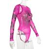European and American Hip-hop Printed Spicy Girl Sexy Base Irregular Perspective Hollow Out Design Sense Women's Long Sleeved Jumpsuit