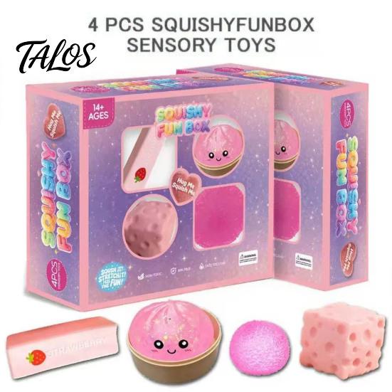 Talos 4/8Pcs Stress Relief Squeeze Toy, Anxiety Reduction Sensory Soft Stretchy Fidget Party Favors for Kids Adults