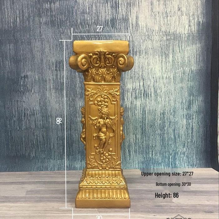 Wedding Gold Roman Column Flower Stand – European Stripe Trophy Fiberglass Décor