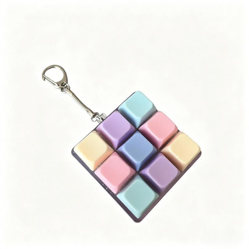 Cute Pastel Keyboard Fidget Keychain Clickable Buttons Fun Stress Relief Toy Ideal Holiday Gift for Kids Adults Office Staff
