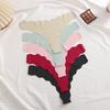 FINETOO 5Pcs/Set Women's Seamless Thong Underwear Wavy Edge No Show Soft Stretch Low Rise Invisible Panties for Daily Wear