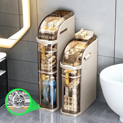 Armoire de rangement de salle de bain mince à 3 niveaux, rangement de salle de bain étroit, organisateur de rangement de salle de bain en plastique étanche pour les petits espaces