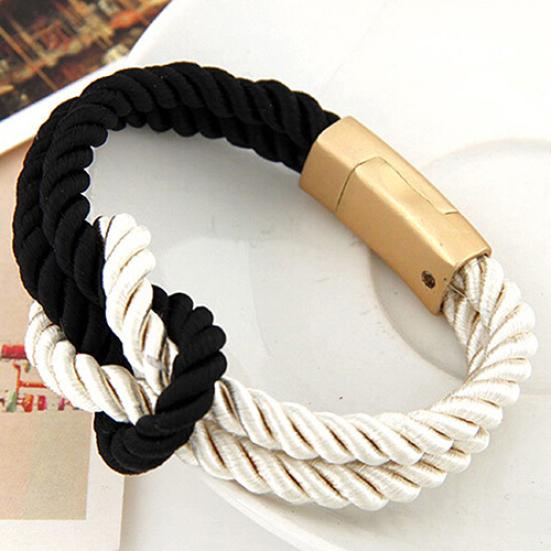 Women's Men's Braided Rope Chain Bracelet With Magnetic Clasp Bow Charm Bangle