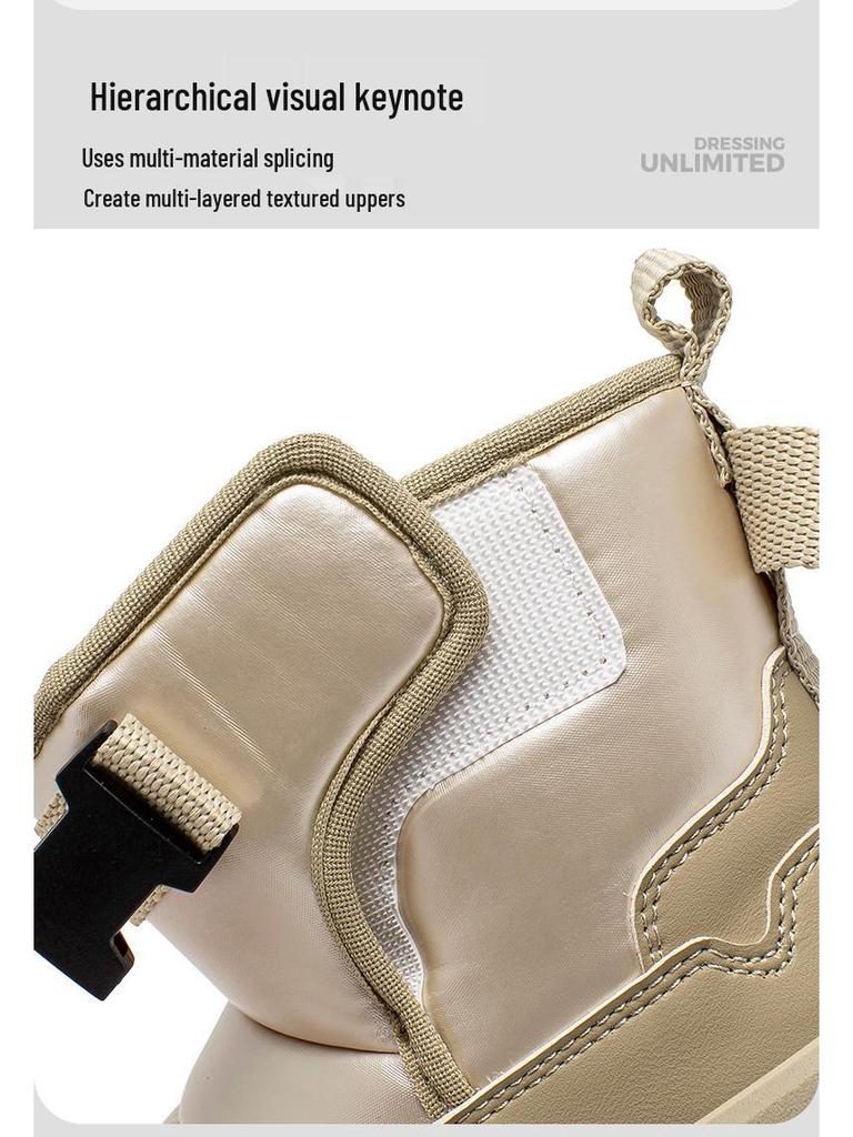 Hapi Bear Kids' Mid-Calf Winter Snow Boots with Velvet Lining - Boys & Girls Warm Cotton Shoes