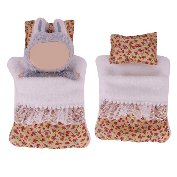 Beliebtes Puppenbett Zubehör mit abnehmbarem Kissen und weichem Schlafsack für 1-2 Generation Plüschfiguren Puppen Dekorationen