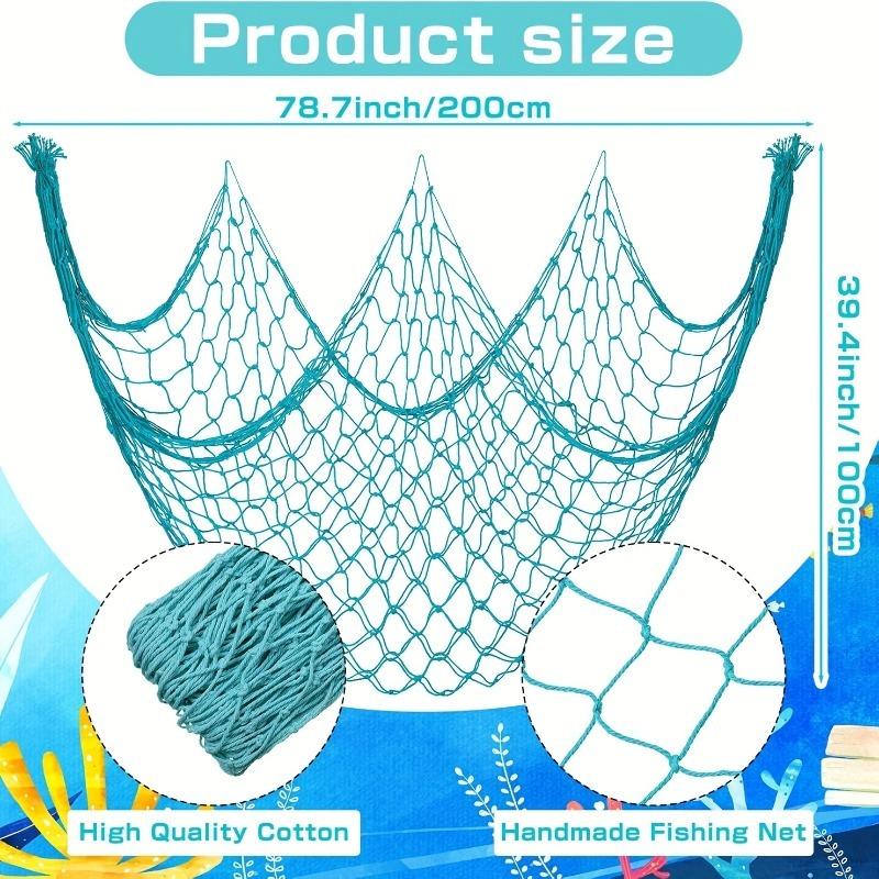 4pcs Decorative Fishing Nets Mediterranean Fabric Wall Hanging Decor Thick Cotton and Linen Rope Seashell Net Background Walls