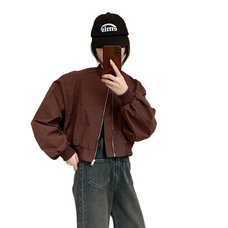 Autumn 2025 Korean Style Petite Slimming Short Baseball Jacket for Women