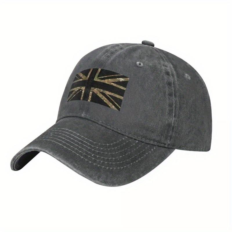 Camo Union Jack Baseball Cap Adjustable Cotton Distressed Style Casual Unisex Sunscreen Hat