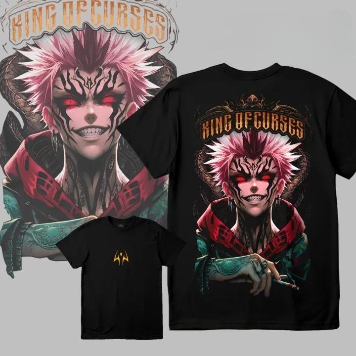 

2026 Summer Jujutsu Kaisen Anime Character Logo Printed Loose Shortsleeved Pure Cotton Childrens Tshirt Unisex Casual Loose S