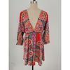 Women's Sexy V-neck Waist Print Boho Dress