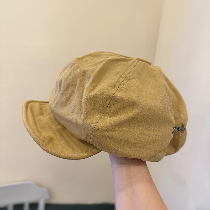 Thin Beret Women's Literary Retro Newsboy Hat Tide Cloud Octagonal Hat Casual Street Painter Hat
